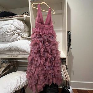 MARCHESA NOTTE Plunge Neckline Long Dress